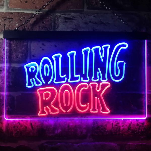 Rolling Rock Banner Dual LED Neon Light Sign